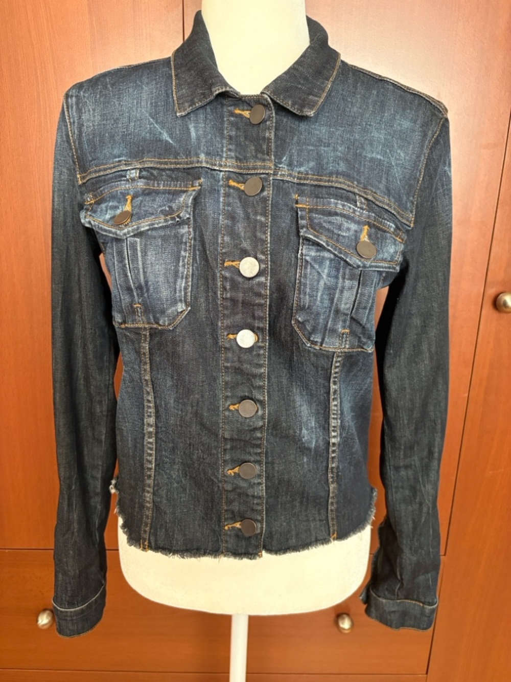 Kut from the Kloth Washed Dark Blue Denim Jacket - Picture 4 of 5